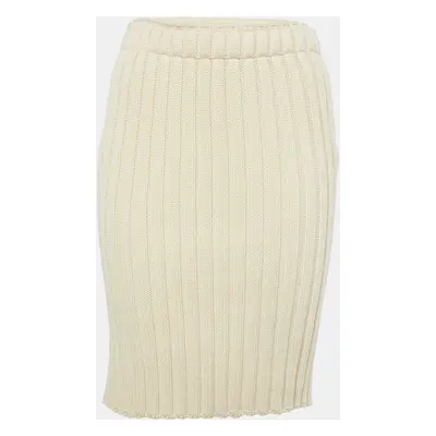 Dolce & Gabbana Cream Rib Knit Pencil Skirt