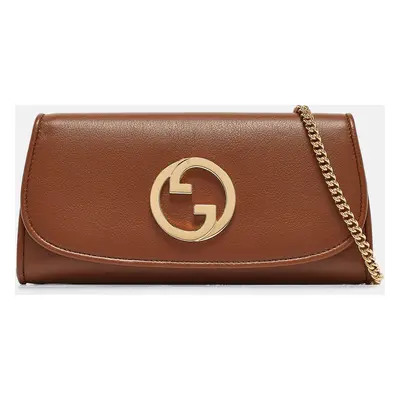 Gucci Brown Leather Blondie Wallet on Chain