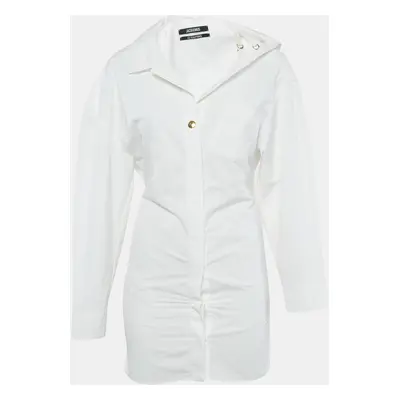 Jacquemus White Cotton Le Sculptures Mini Shirt Dress