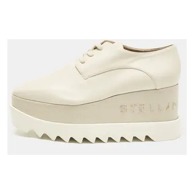 Stella McCartney Beige Faux Leather Elyse Platform Sneakers Size