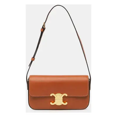 Celine Brown Leather Triomphe Claude Shoulder Bag