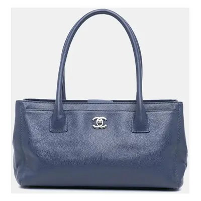 Chanel Navy Blue Small Calfskin Executive Cerf Tote