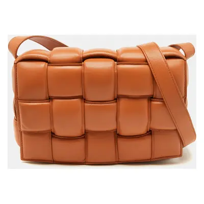 Bottega Veneta Pale Orange Leather Padded Cassette Flap Shoulder Bag