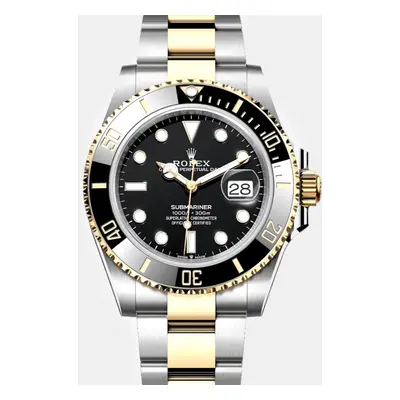 Rolex Black 18K Yellow Gold Stainless Steel Submariner LN Automatic Men's Wristwatch mm