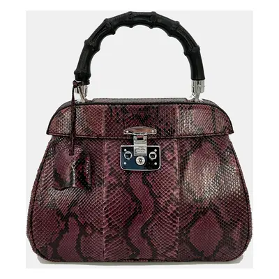 Gucci Purple Python Lady Lock Bag With Bamboo Handle bag