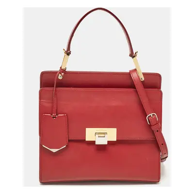 Balenciaga Red Leather Le Dix Cartable Top Handle Bag