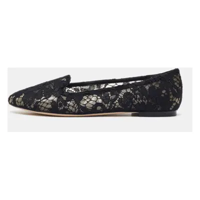 Dolce & Gabbana Black Lace Smoking Slippers Size