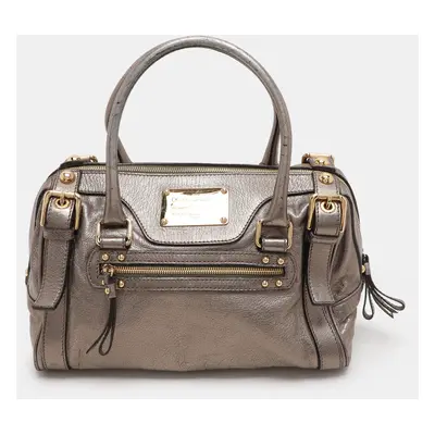 Dolce & Gabbana Metallic Grey Leather Miss Easy Way Satchel