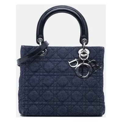 Dior Blue Medium Denim Cannage Lady Dior