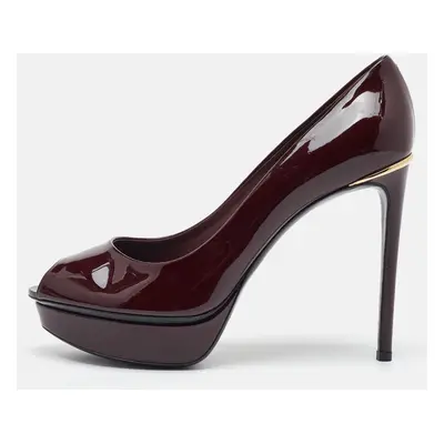 Louis Vuitton Burgundy Patent Leather Eyeline Platform Pumps Size