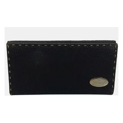 Fendi Dark Brown Selleria Leather Continental Wallet