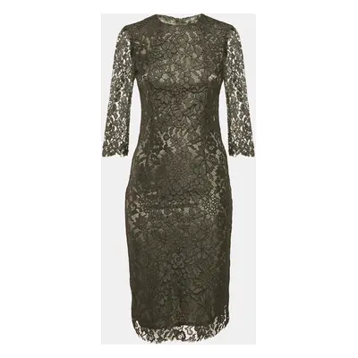 Joseph Dark Green Floral Lace Short Dress