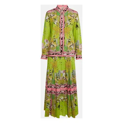 Emilio Pucci Green Nairobi-Print Cotton Shirt and Skirt Set