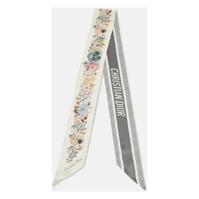 Christian Dior Grey Silk Jardin d'Hiver Mitzah Scarf