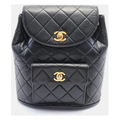 Chanel Leather Black Matelasse Backpack