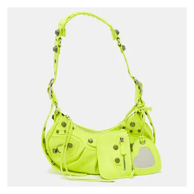 Balenciaga Neon Green Leather Le Cagole Shoulder Bag