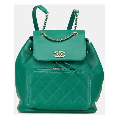 Chanel Green Caviar Business Affinity Backpack