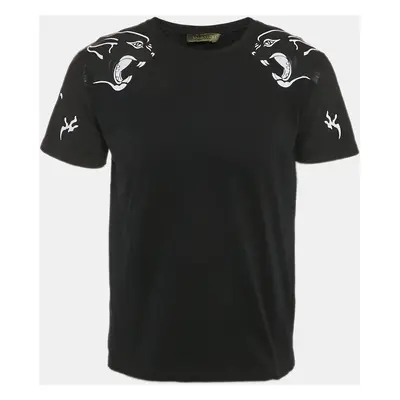 Valentino Black Panther Print Cotton Crew Neck T-Shirt