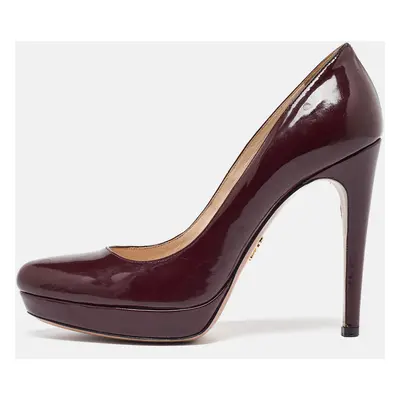 Prada Burgundy Patent Leather Platform Pumps Size