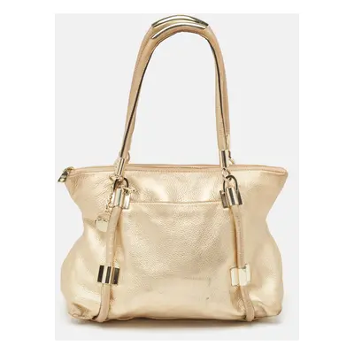 DKNY Gold Leather Metal Detail Tote