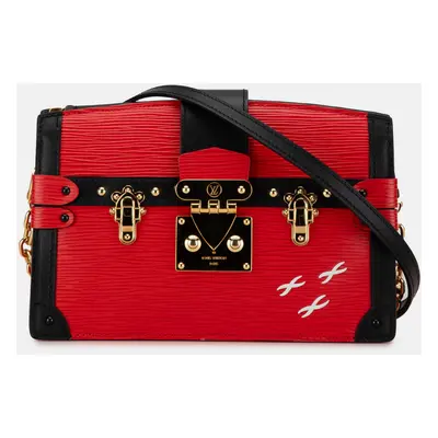 Louis Vuitton Black Red Epi Trunk Clutch Bag