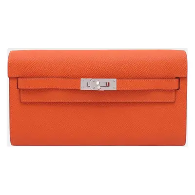 Hermes Orange Epsom Leather Kelly Wallet Long To Go Shoulder Bag