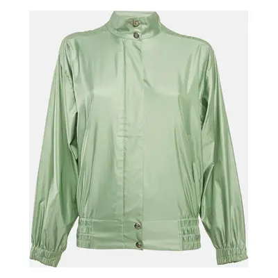 Christian Dior Sports Green Logo Print Synthetic Bomber Jacket