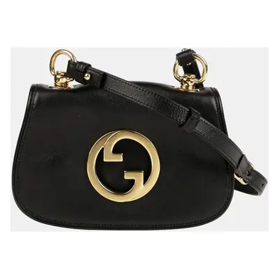 Gucci Black Leather Interlocking G Logo Blondie Bag