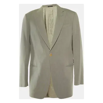 Armani Collezioni Grey Cotton Blend Regular Fit Blazer