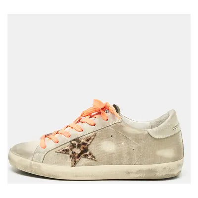 Golden Goose Beige Mesh and Suede Super Star Sneakers Size