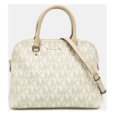 MICHAEL Michael Kors White Signature Coated Canvas Cindy Dome Bag