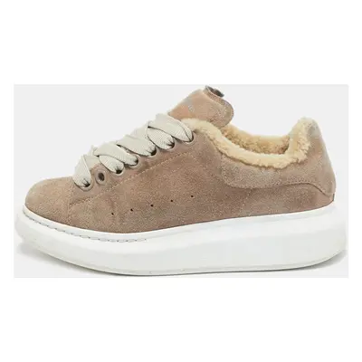 Alexander McQueen Beige Shearling and Suede Oversized Low Top Sneakers Size