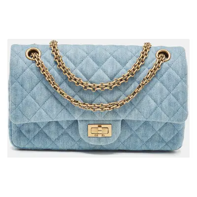 Chanel Light Blue Quilted Denim Classic Reissue 2.55 Flap Bag