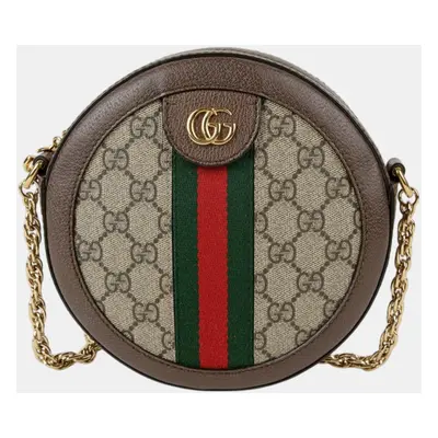 Gucci Mini GG Supreme Canvas Ophidia Round Shoulder And Cross Bag