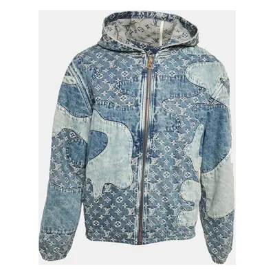 Louis Vuitton Blue Monogram Patchwork Denim Hooded Jacket