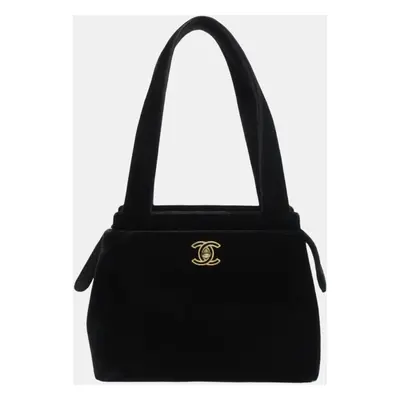 Chanel Black Velvet Turnlock Handbag