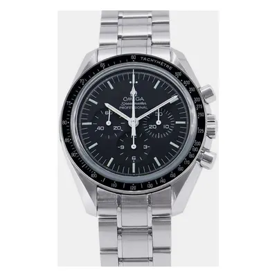 Omega Black Stainless Steel Speedmaster Manual Winding Men's Wristwatch mm