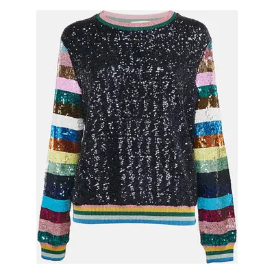 MARY KATRANTZOU Sequin Knit Rainbow Sleeve Detail Magpie Sweater