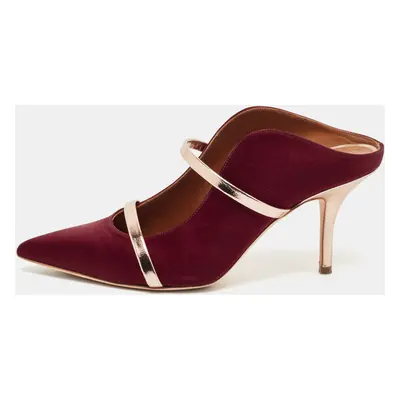 Malone Souliers Burgundy Satin Maureen Pointed Toe Mules Size 38.5