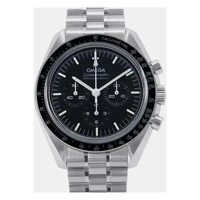 Omega Black Stainless Steel Speedmaster Manual Winding Men's Wristwatch mm