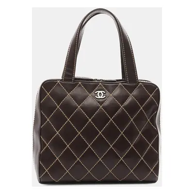 Chanel Brown CC Wild Stitch Calfskin Handbag