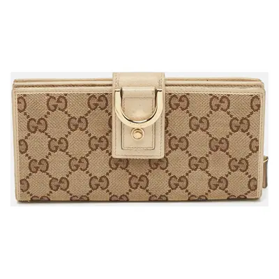 Gucci Beige GG Canvas and Leather Abbey Long Wallet