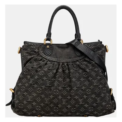 Louis Vuitton Black Monogram Denim Neo Cabby GM Satchel Bag