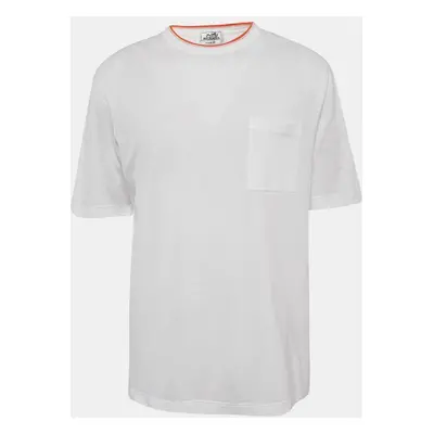 Hermès White Cotton Piqures Sellier T-Shirt