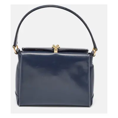 Gucci Navy Blue Leather Vintage Shoulder Bag