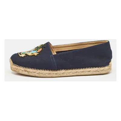 Christian Louboutin Navy Blue Canvas Lougalia Espadrille Flats Size