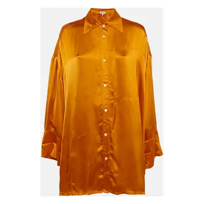 Loewe Orange Satin Button Front Oversized Shirt