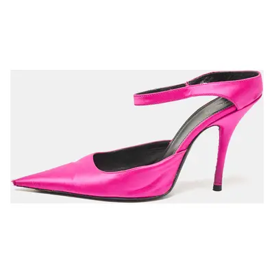 Balenciaga Pink Satin Pointed Toe Mary Jane Pumps Size 37.5