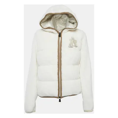 Moncler Grenoble Ivory Faux Shearling Down Maglia Cardigan Jacket