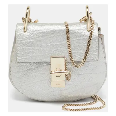 Chloé Silver/Grey Leather Mini Drew Chian Shoulder Bag